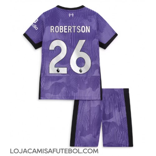 Camisa de Futebol Liverpool Andrew Robertson #26 Equipamento Alternativo Infantil 2023-24 Manga Curta (+ Calças curtas)
